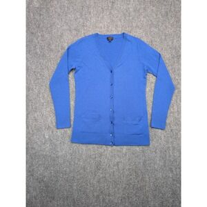 Talbots Merino Wool Cardigan Womens Small Blue Classic Capsule Career‎ Luxury